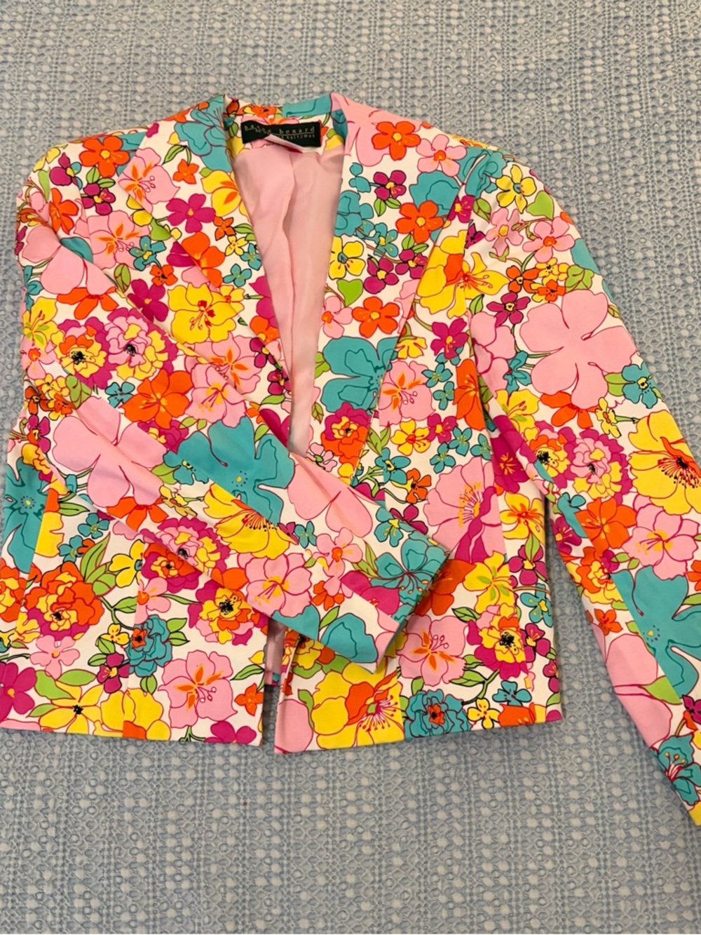 Vintage Harve Benard Pink Multi Floral Blazer Jacket sz 6 petite